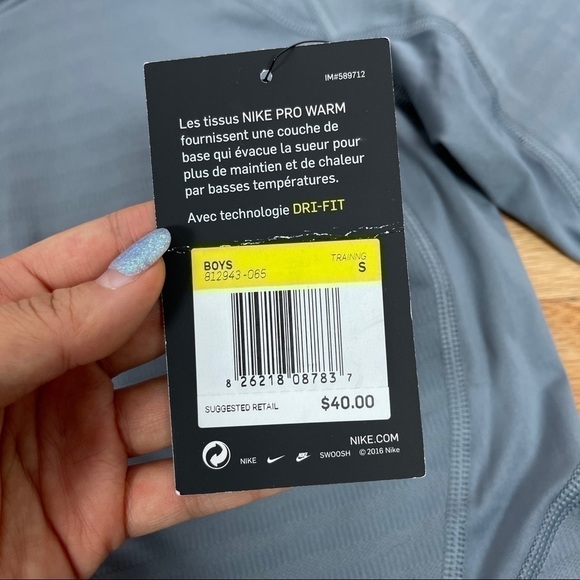 Lot of 2 Nike BOYS Dri-FIt Pro Warm Long Sleeve Shirts - Picture 3 of 7